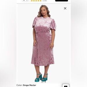 Puff Sleeve Velvet Midi Dress